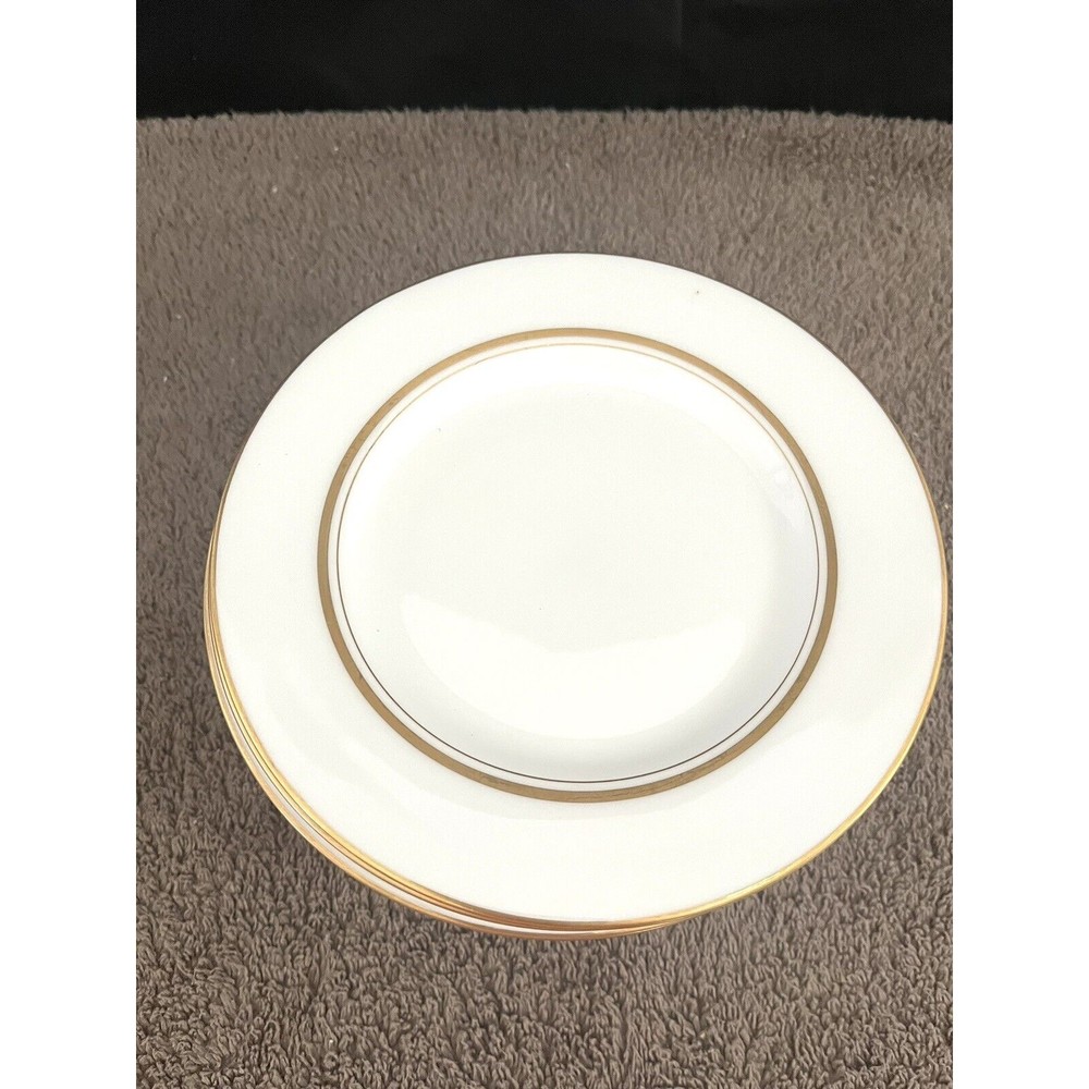 Imperial FUKAGAWA Japan Bone China BREAD PLATES (Set of 14) White w/Gold Bands